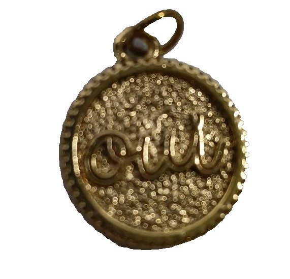 Vintage French Oui Charm Yes Necklace Pendant Jewelry