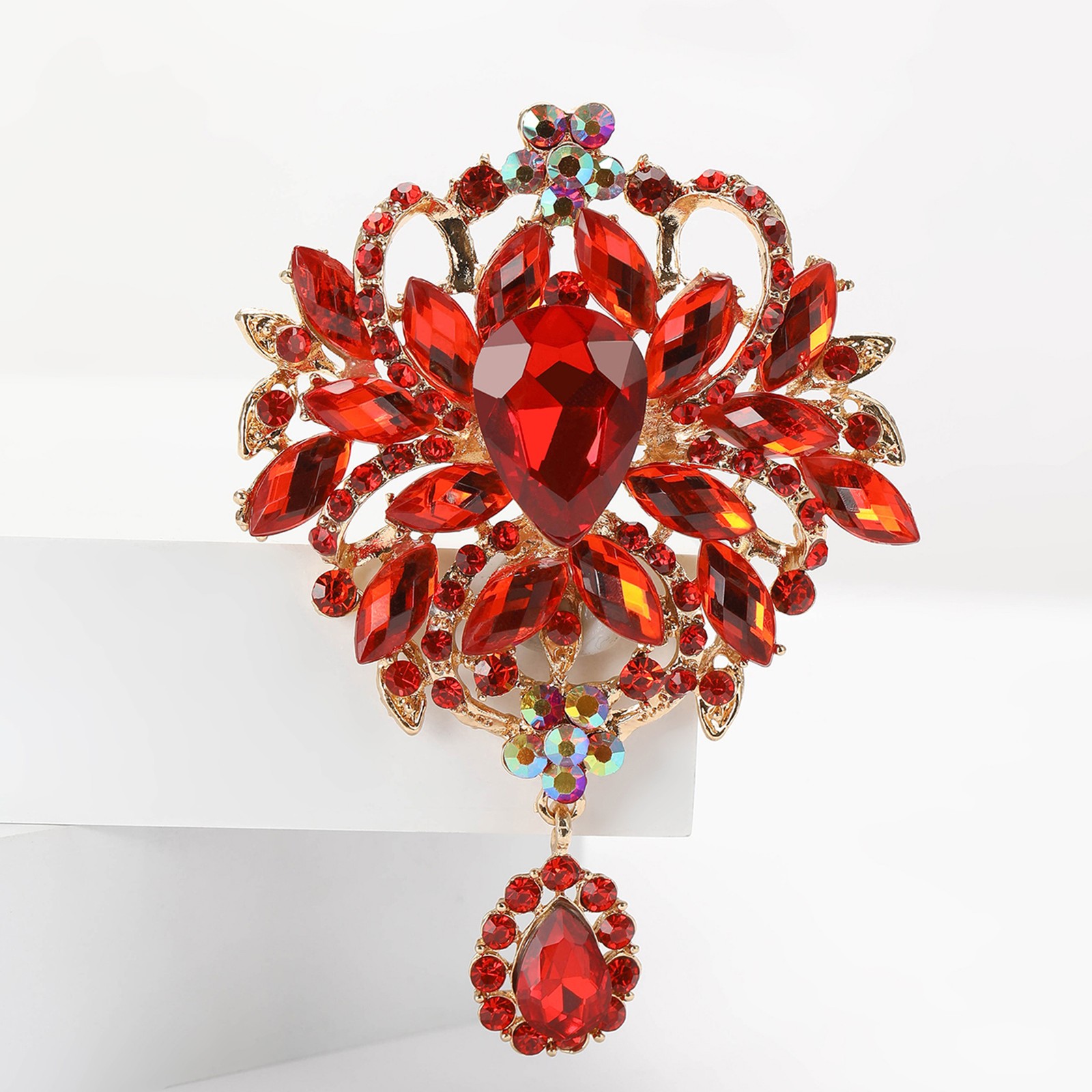 Hot Selling Alloy Large Glass Brooch Women’s Clothes Jewelry Pin For Banquet