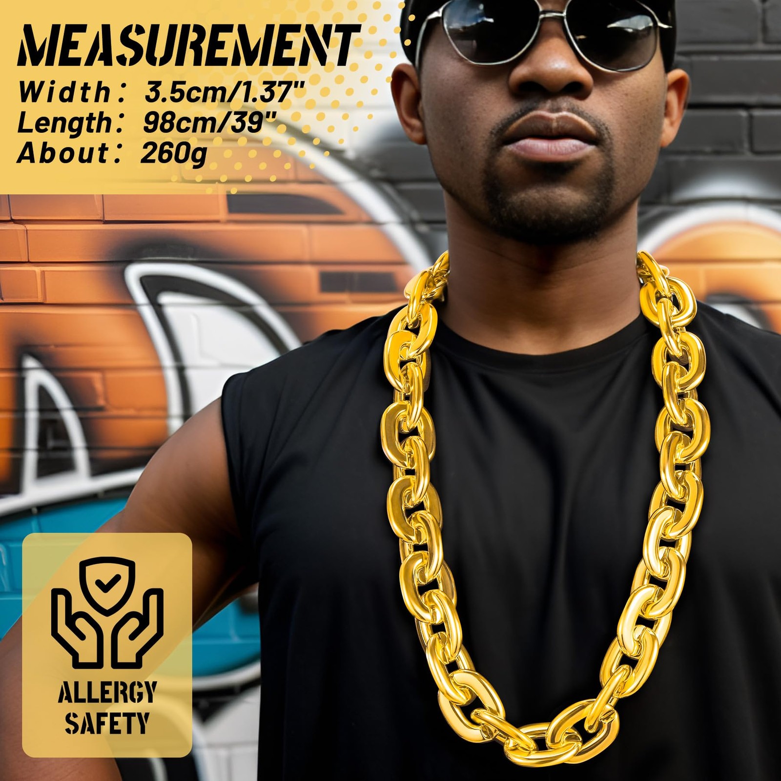 Large Fake Plastic Chain 36 Inch,Hip Hop Rapper Big Fake Necklace,NonFadeing,…