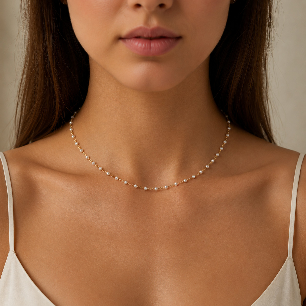 Dainty Pearl Necklace Gold Layering Chain Personalized Jewelry Gift for Her