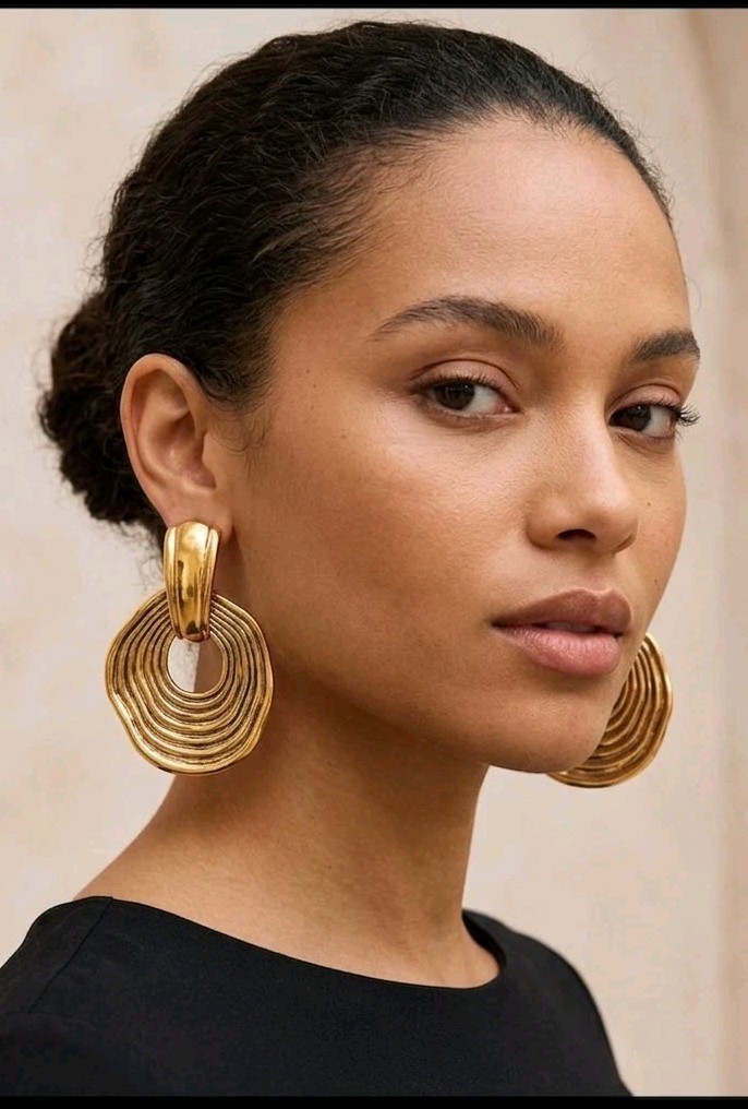 Vintage Asymmetrical Geometric Pattern Spiral Pendant Earrings, Minimalist Charm