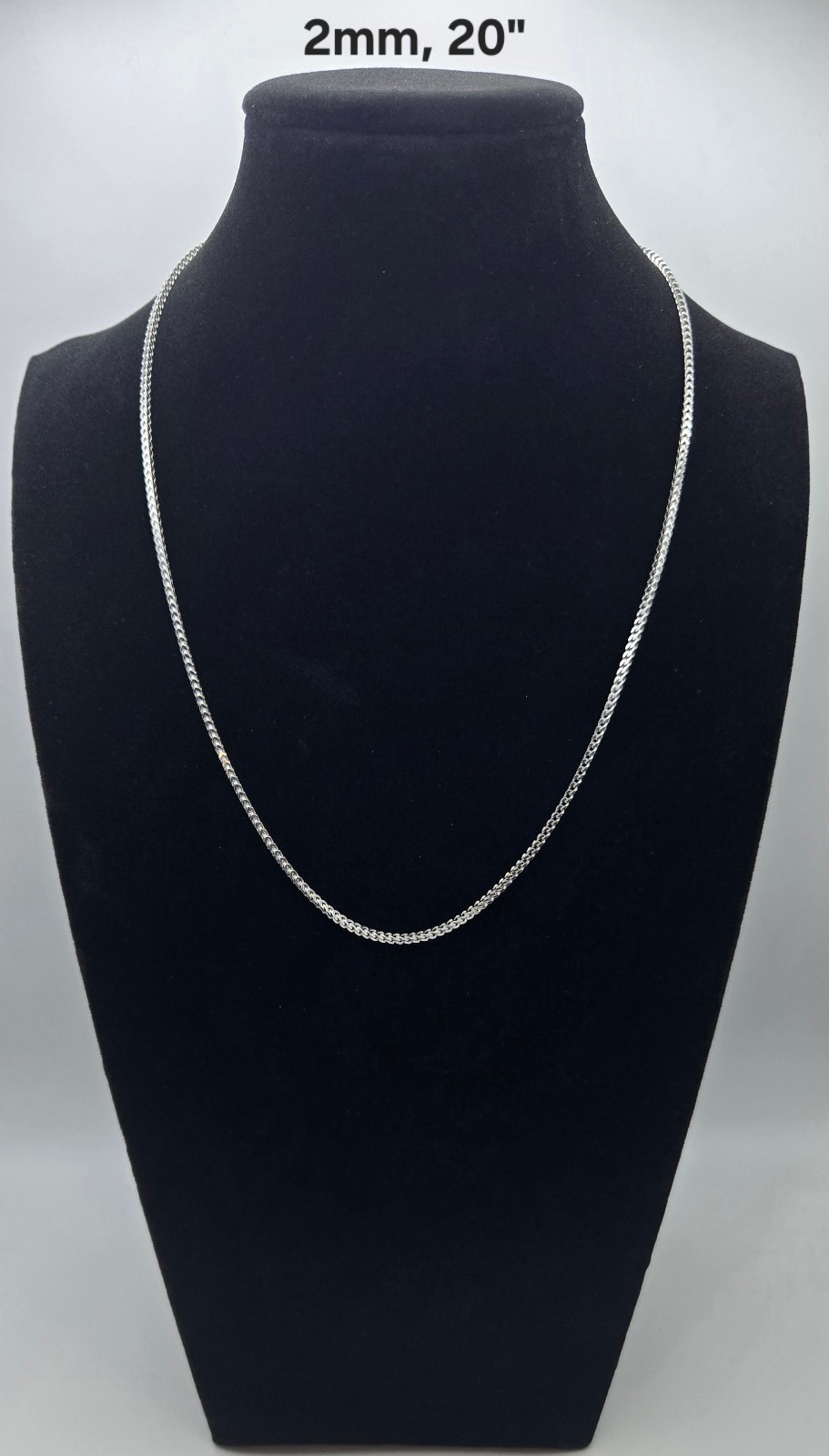 Real Franco Box Chain Necklaces RHODIUM, 2MM – 5MM, 925 Sterling Silver, Italy