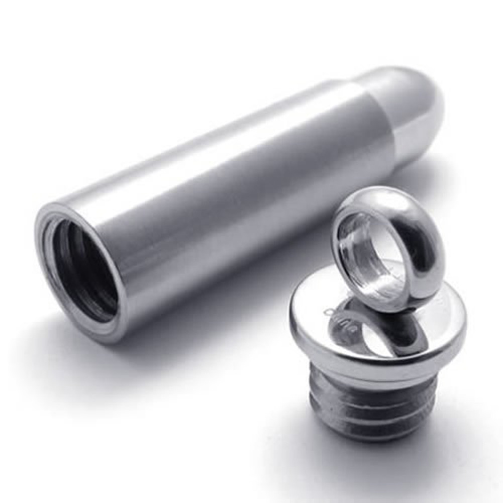 Bullet Urn Necklaces for Ashes Stainless Steel Cremation Jewelry Memorial Chain