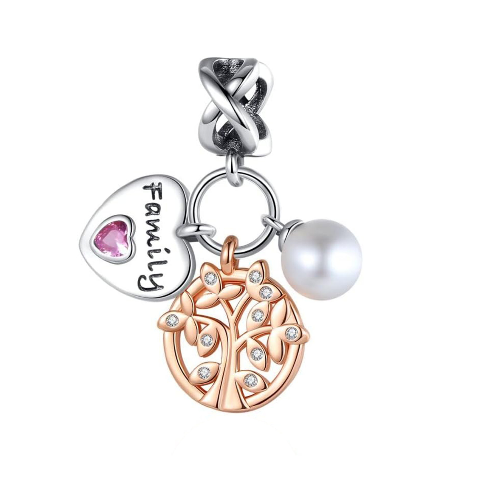 Family Tree Heart Charm For Bracelet, Family Charm, Heart Charm