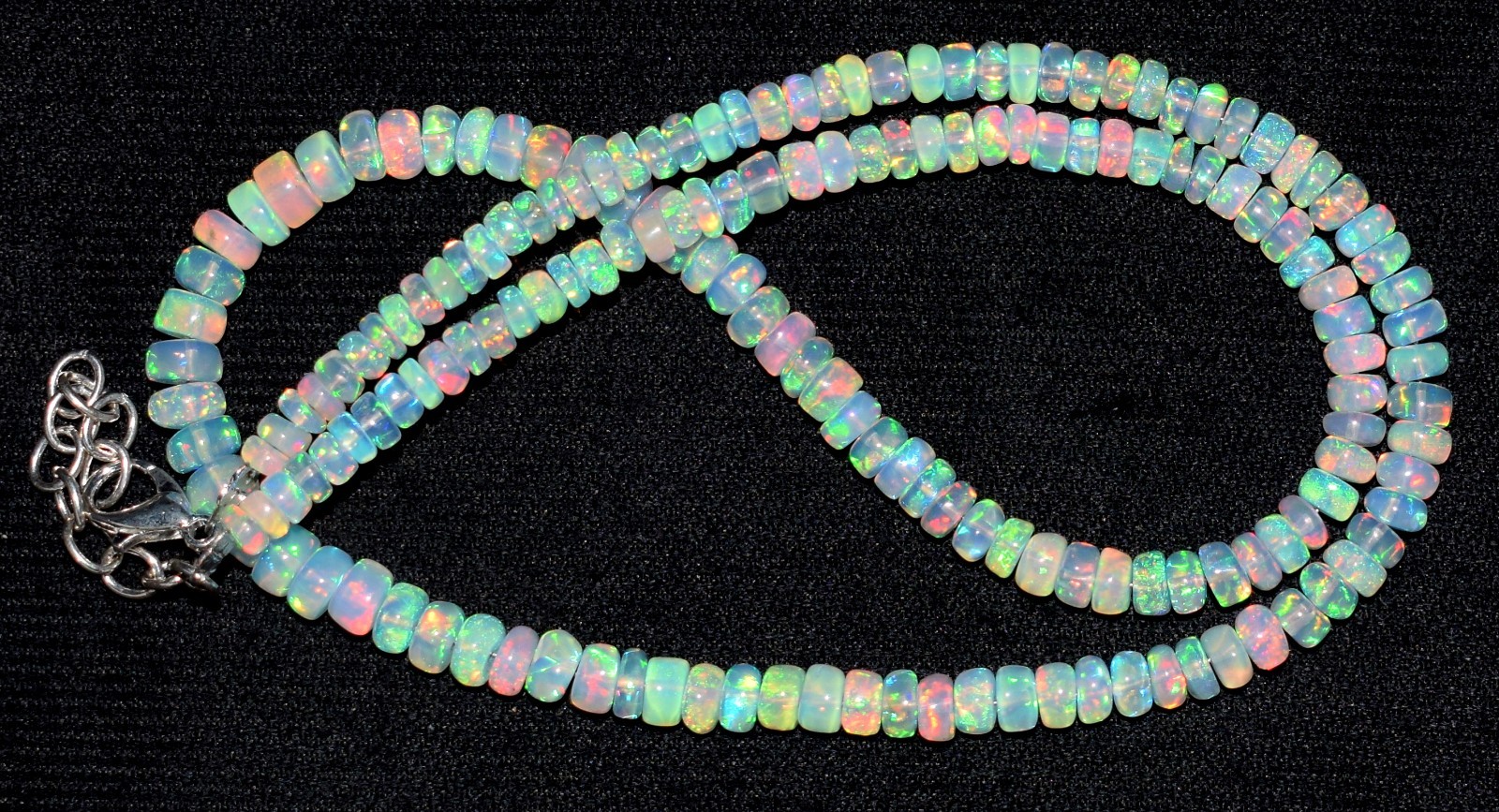 16″ Natural Ethiopian Welo Fire Opal Necklace – Genuine Opal Gemstone Beads
