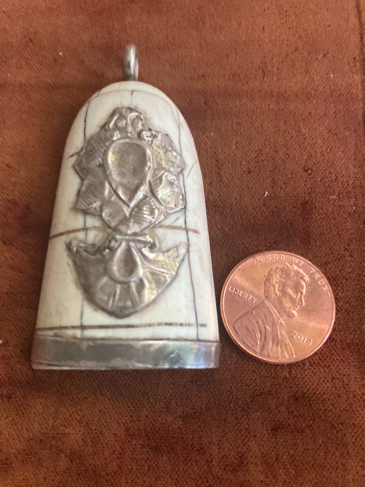 ANTIQUE HAND CARVED NEPALESE LARGE EMBOSSED TANTRIC PENDANT
