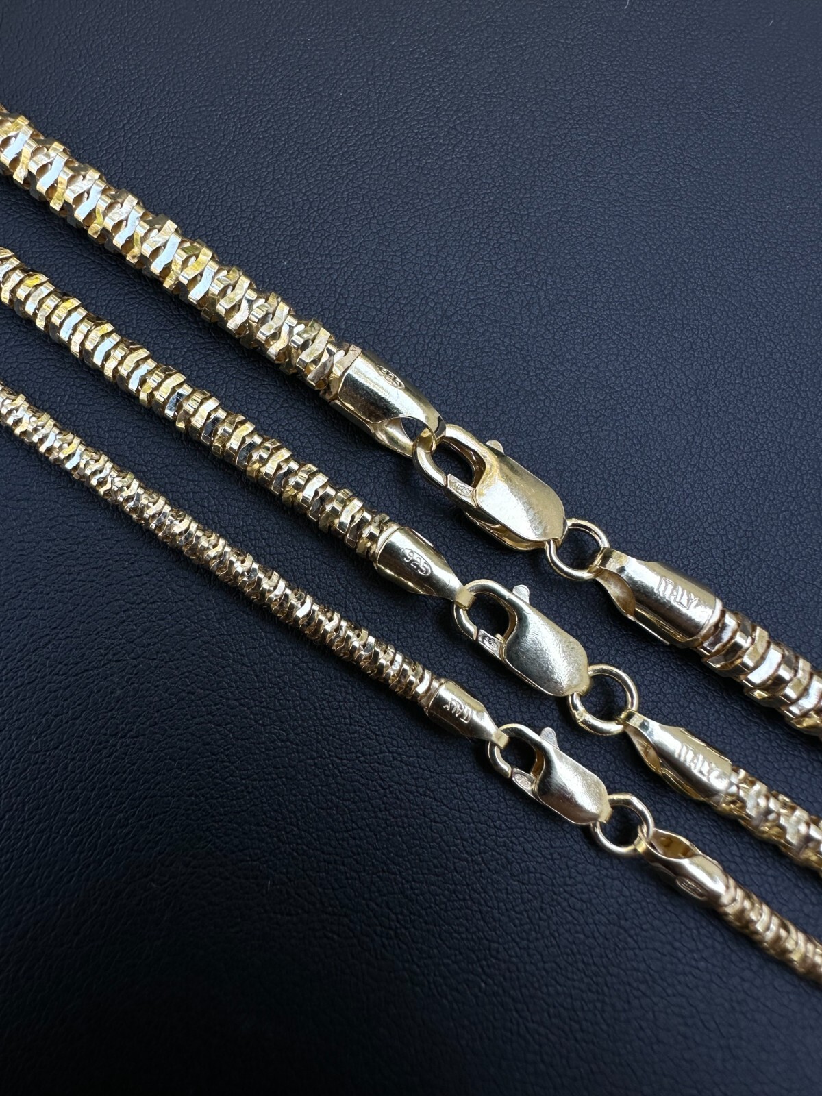 14k Gold Vermeil 925 Silver Diamond Cut Sparkle Ice Rope Chain Necklace 3-5mm