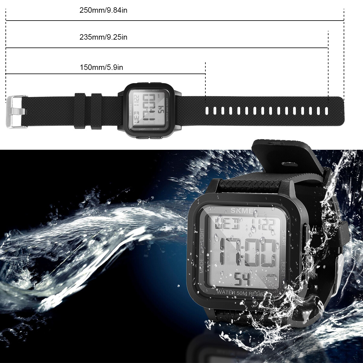 Men’s Military Sports Watch LED Screen Large Digital Face Waterproof Wristwatch