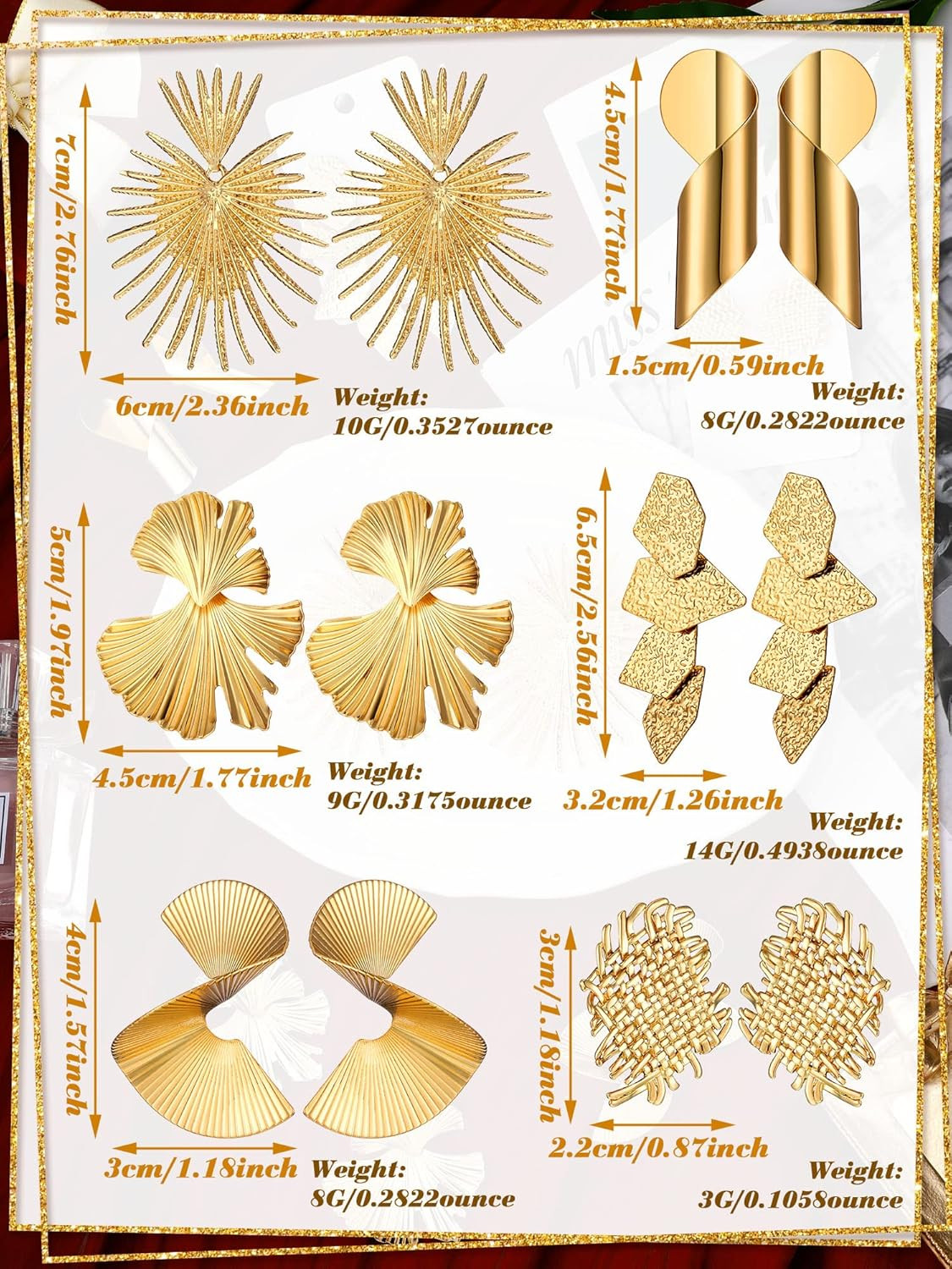 Gold Statement Earrings for Women Large Gold Geometric Earrings Woven Twisted Le