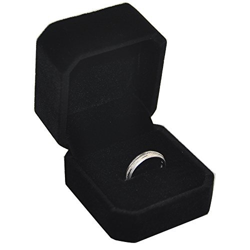 Set of 2 Unit Classic Velvet Couple Ring Box Black Box for Ring Or Earring