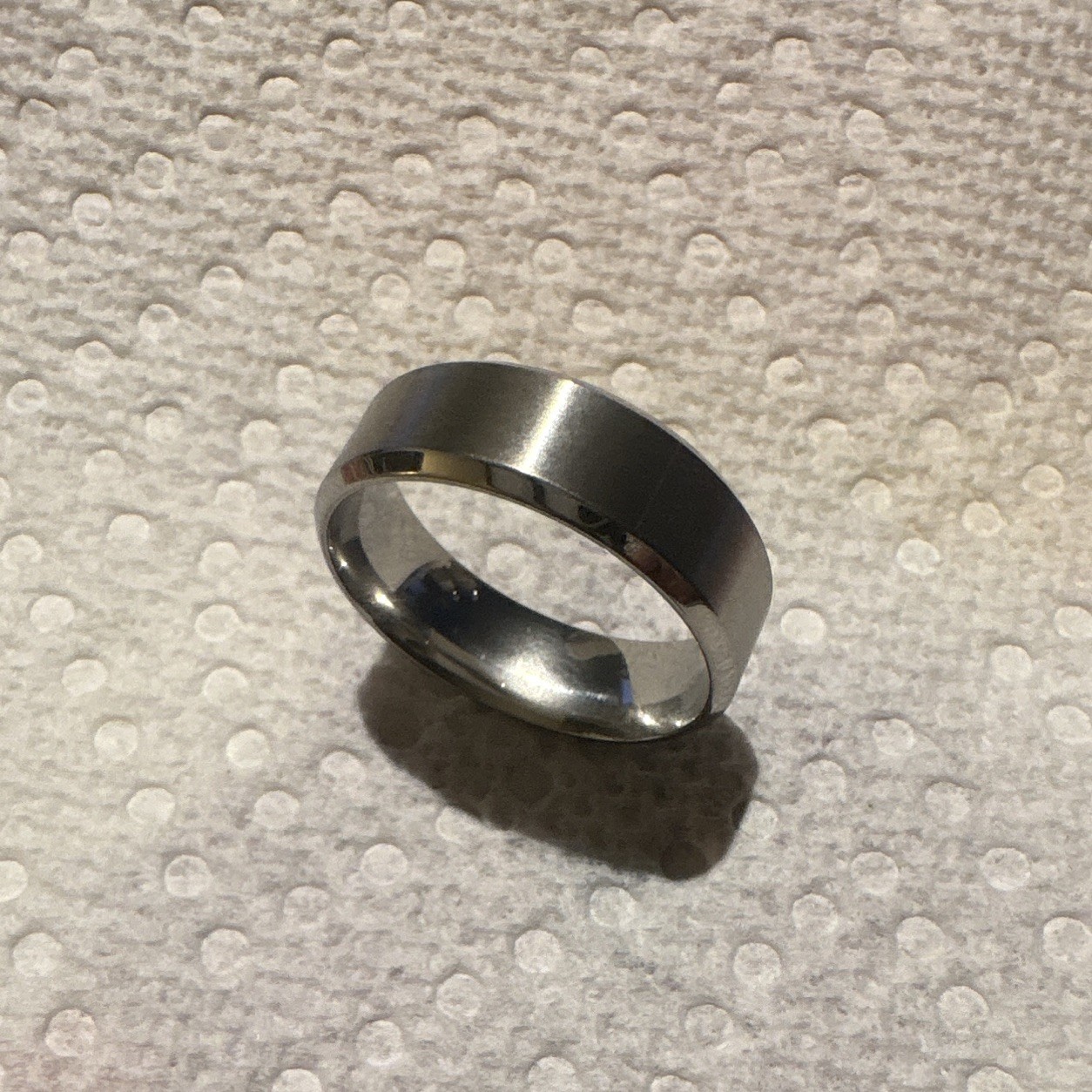 Silver-Tone Metal Plain Band Ring, Band Style, Stainless Steel, Size 13