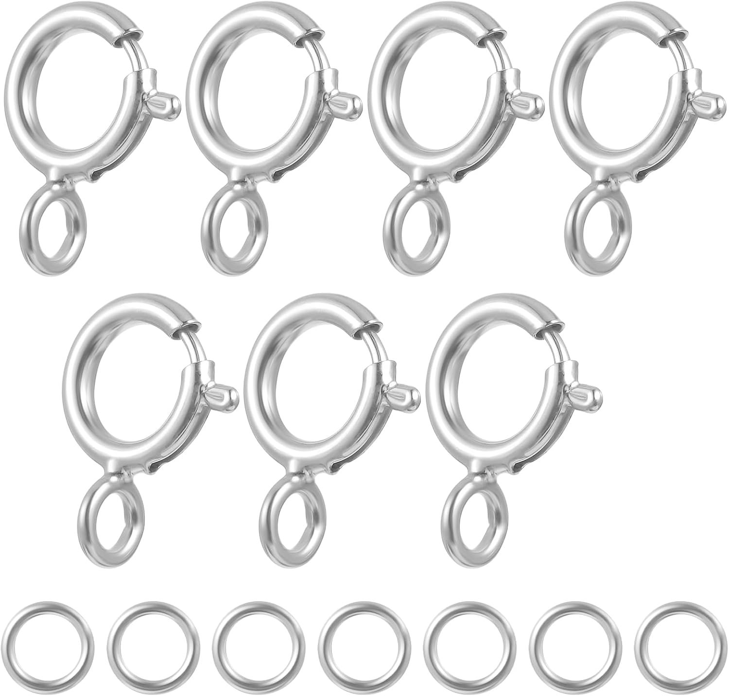 7 Sets 925 Sterling Silver Necklace Clasps and Closures 5Mm Spring Ring Clasp Je
