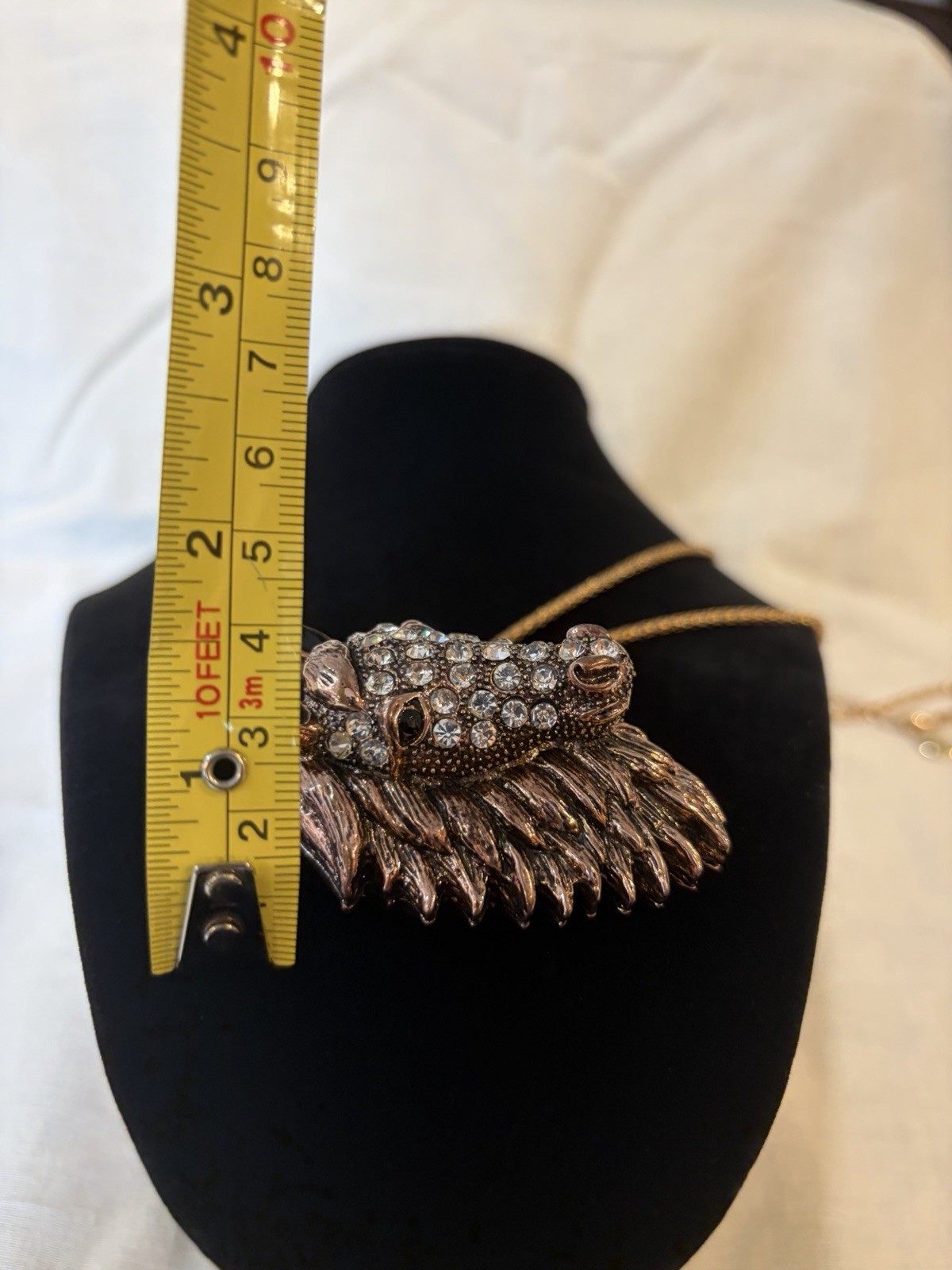 Betsy Johnson Rhinestone Horse Head Metal Enamel Pendant And Chain 28 Inch