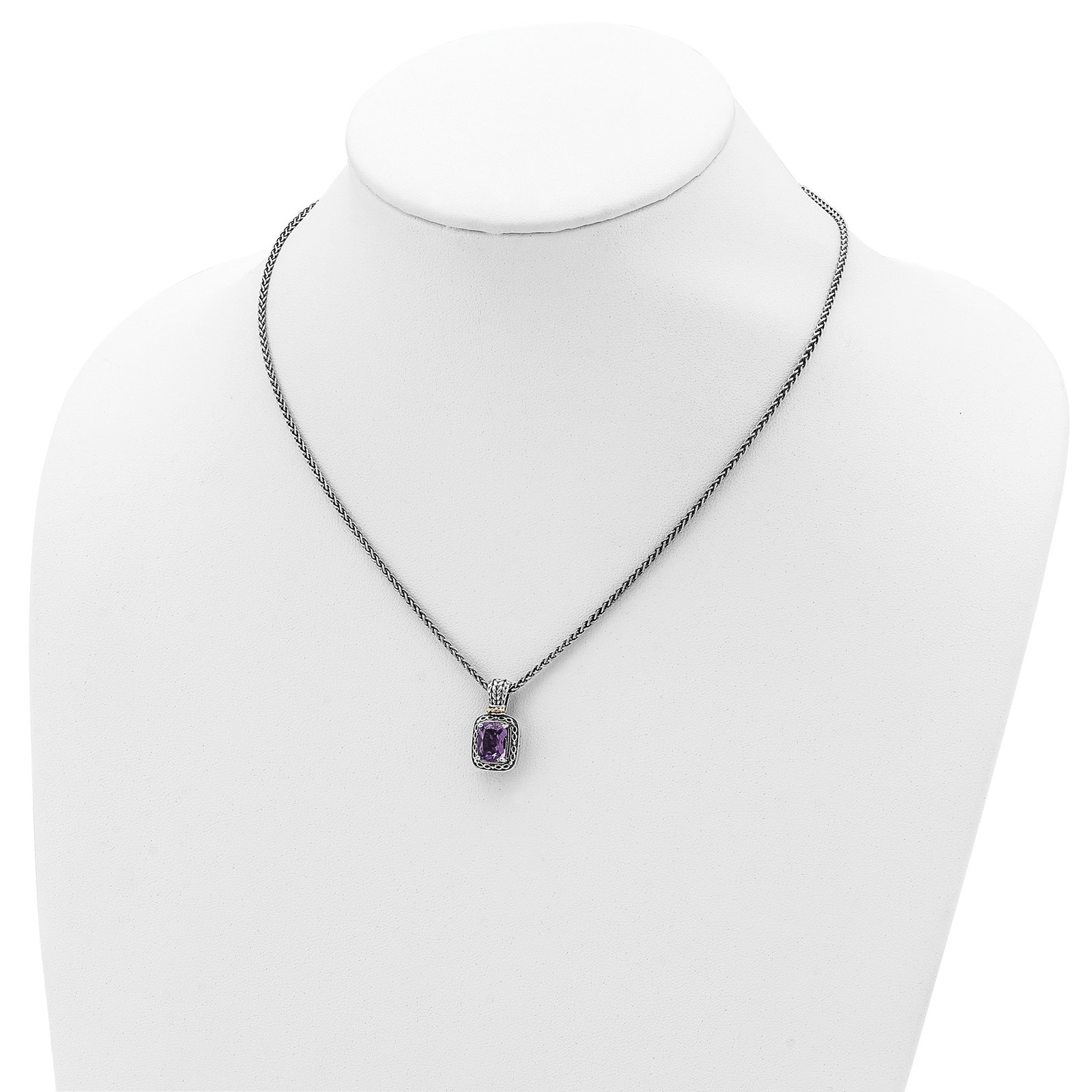 14K/Silver Two-Tone Sterling Silver w/ 14K Accent 18 in Antiqued Chain Necklace