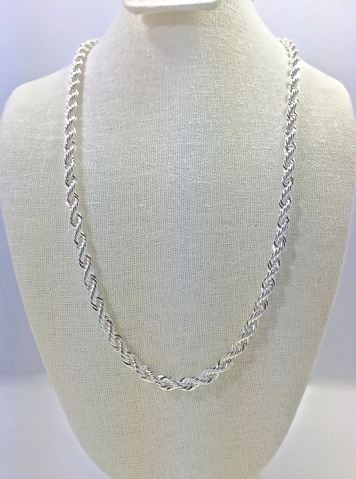 Silver Plated Rope Chain, 6mm (18 in, 20 in, 24 in, 30 in, 36 in)(Made in Korea)