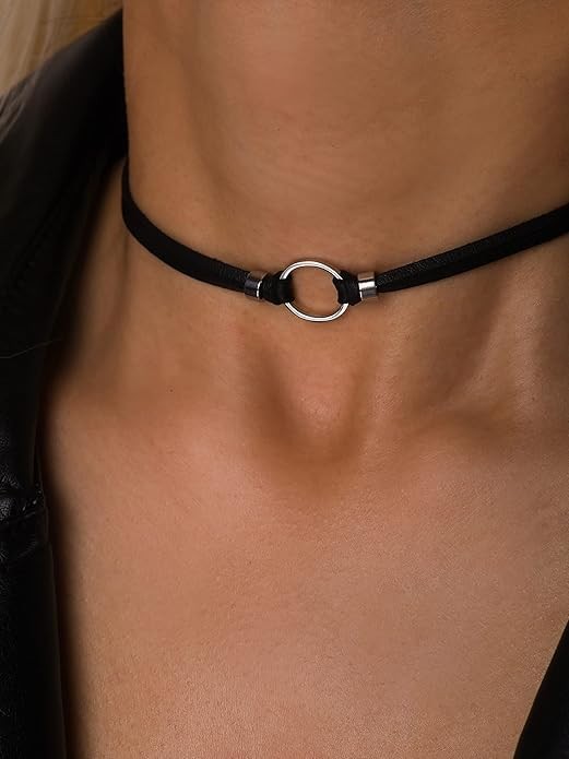 Black Submissive Necklace for Women Velvet Day Collar Choker Silver…