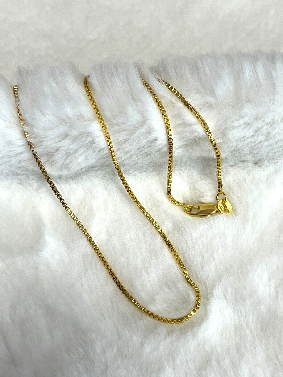 SHARP!! STAMPED 18K GOLD FILLED 1.6mm BOX CHAIN 22″ LONG FITS PENDANT NECKLACE