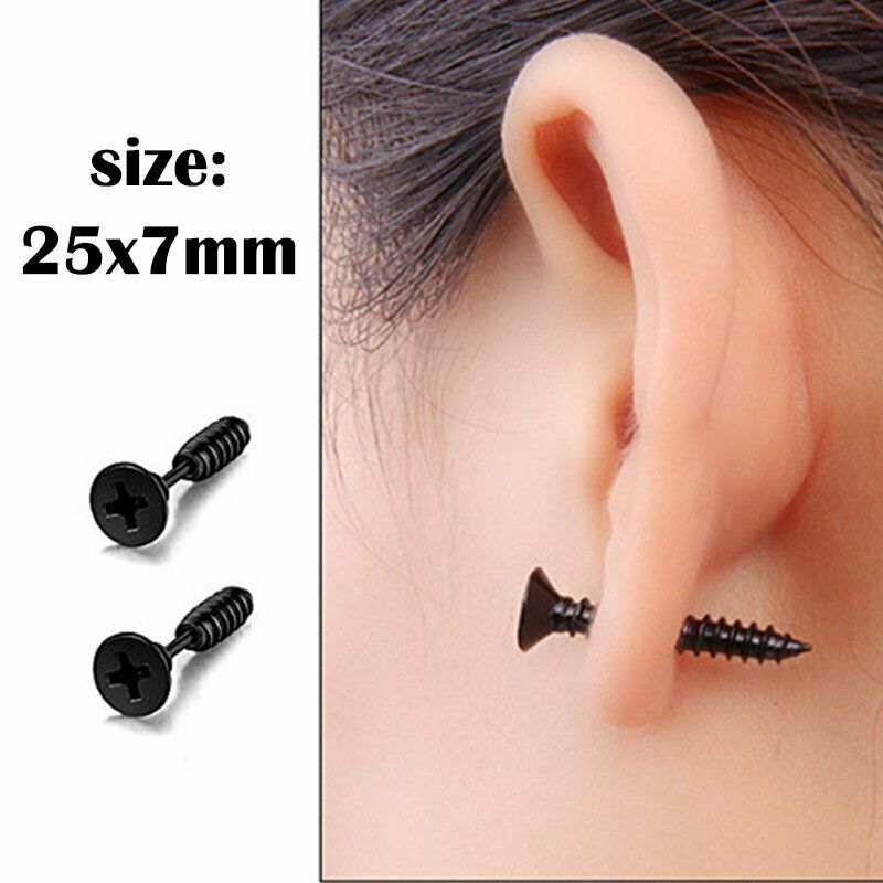 16 PACK Earrings Stud Stainless Steel Punk Piercing Men Hoop Gothic Unisex