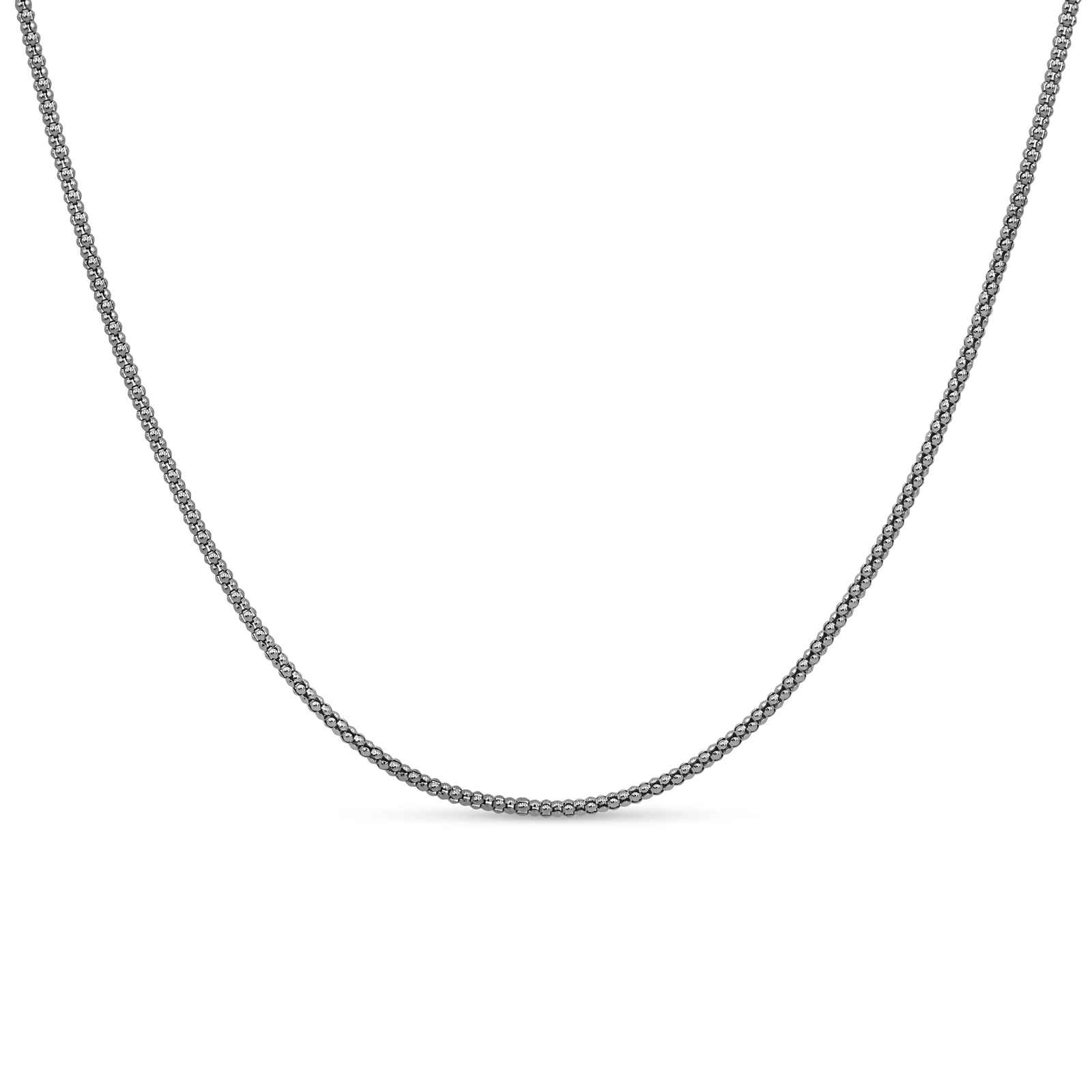 Solid 925 Oxidized Sterling Silver Italian Popcorn Coreana Chain 2mm