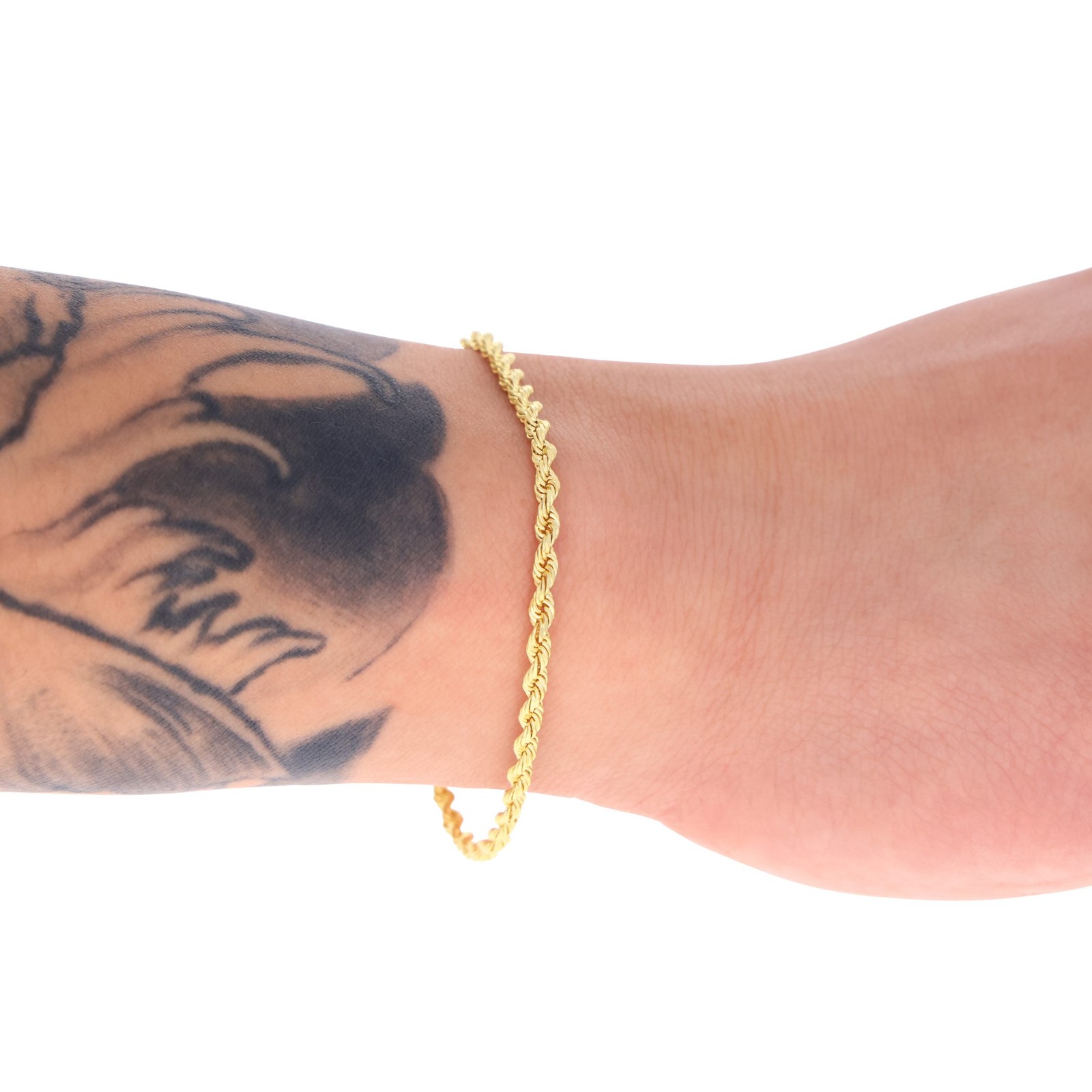 10K Yellow Gold 3mm Diamond Cut Rope Chain Italian Bracelet 7″ 7.5″ 8″ 8.5″ 9″