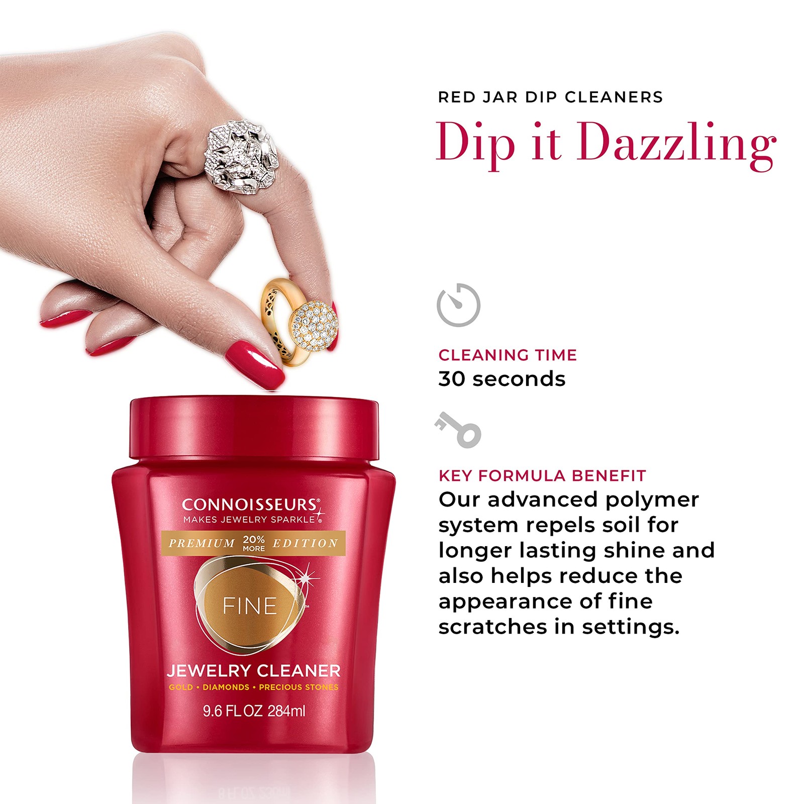 Connoisseurs Premium Edition Fine Jewelry Cleaner Solution for Gold, Diamonds…