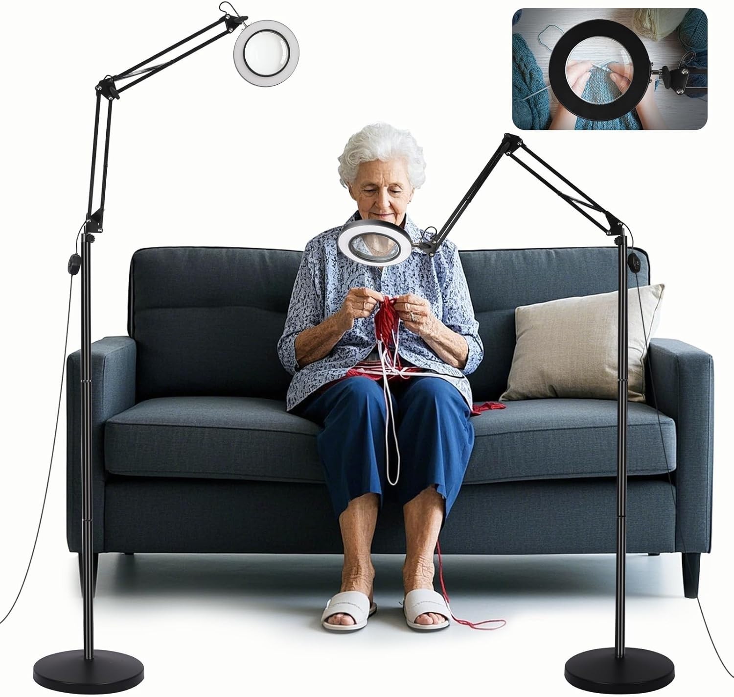 ZABOUL 10X Magnifying Floor Lamp, 3-in-1 Hands Free Magnifying Glass with Light