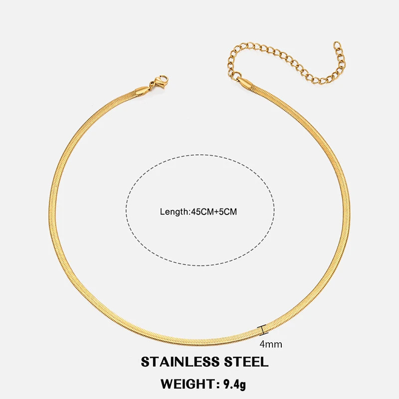 Stainless Steel Snake Chain Choker Necklace Gold Silver Herringbone Unisex