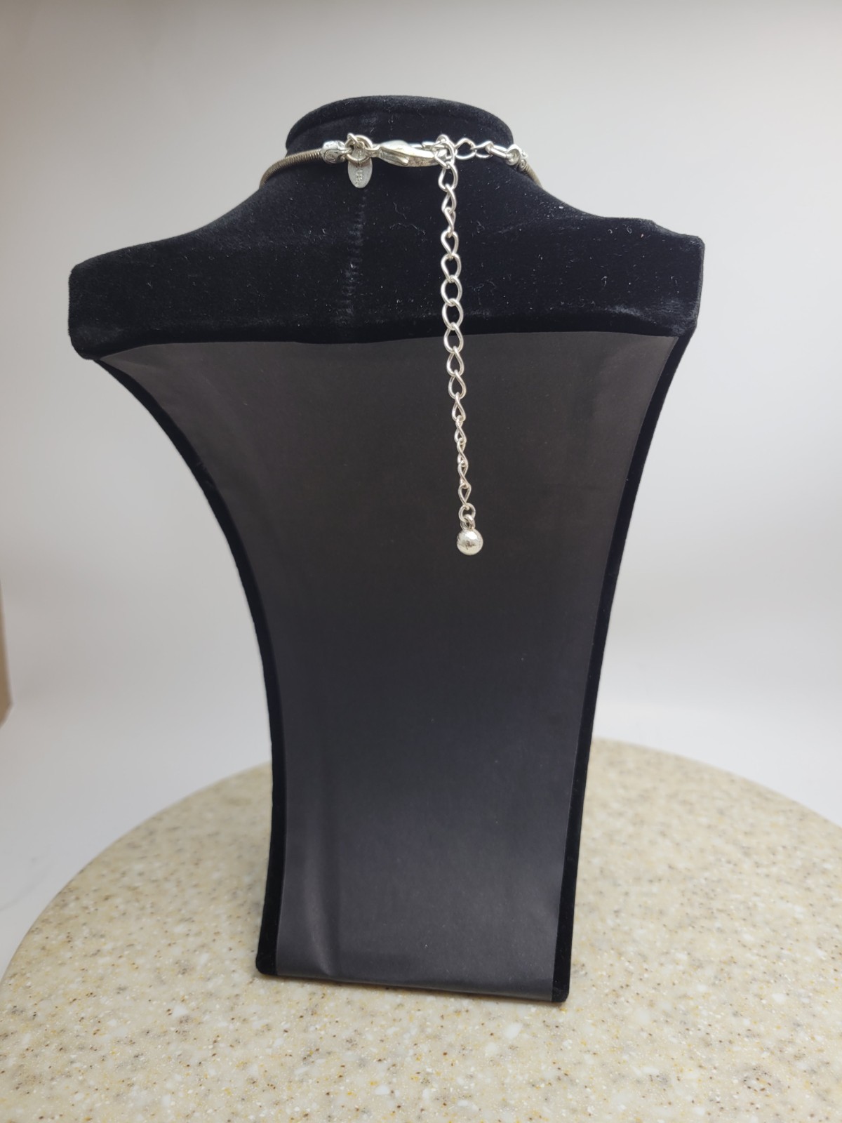 Chico’s Signed Silver Tone Mother of Pearl Pendant Necklace Snake Chain
