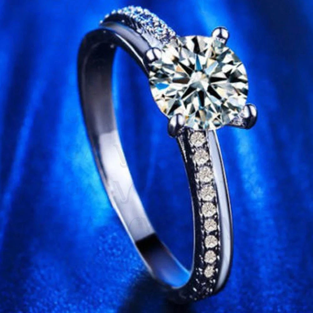 3.50Carat Round Shape Lab Created Prong Style Ring 14k White Gold Plated