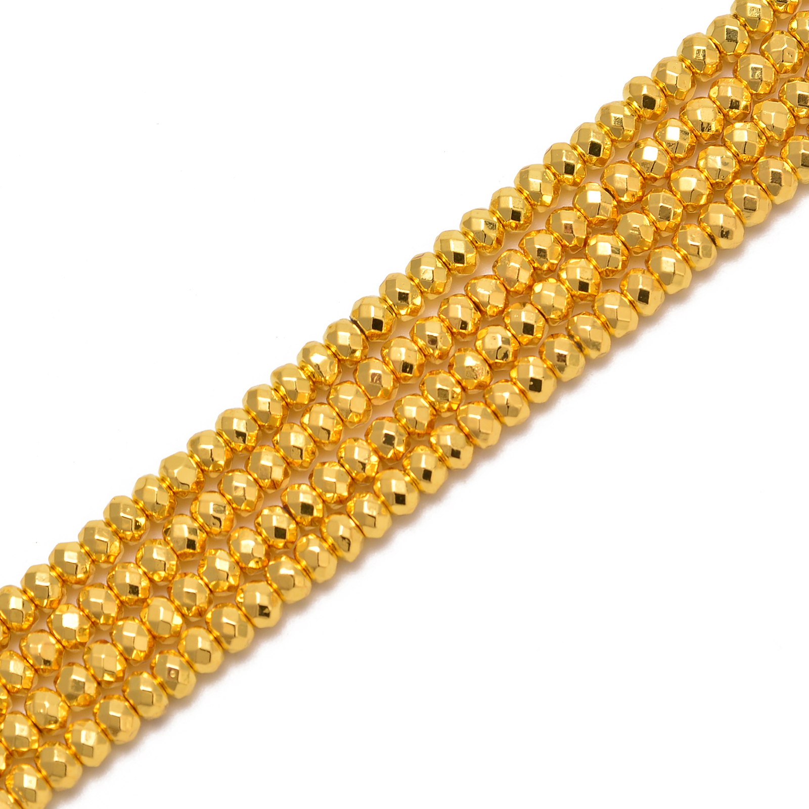 Titanium Bright Gold Hematite Faceted Rondelle Beads 3mm 4mm 6mm 8mm 15.5” Str
