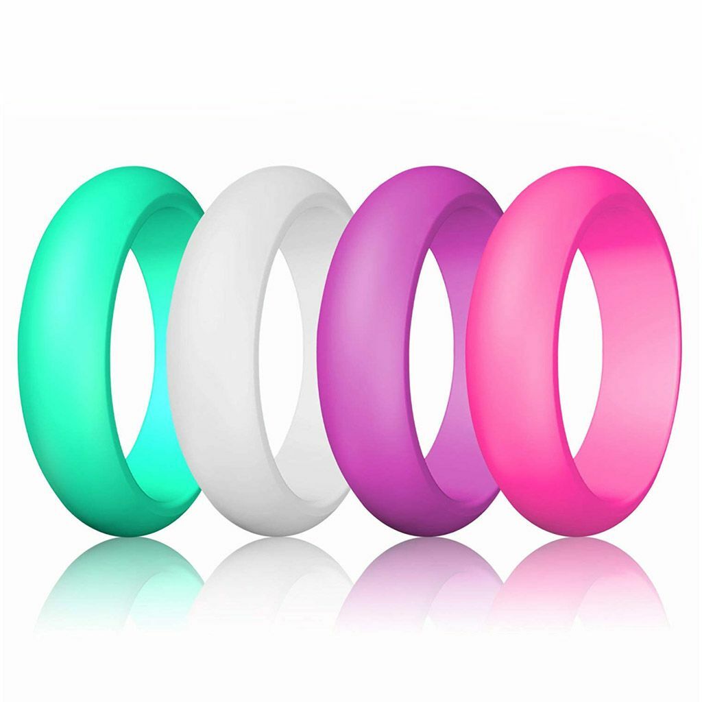 10X Women’s Silicone Wedding Ring Thin Durable Stackable Comfortable Rubber Band