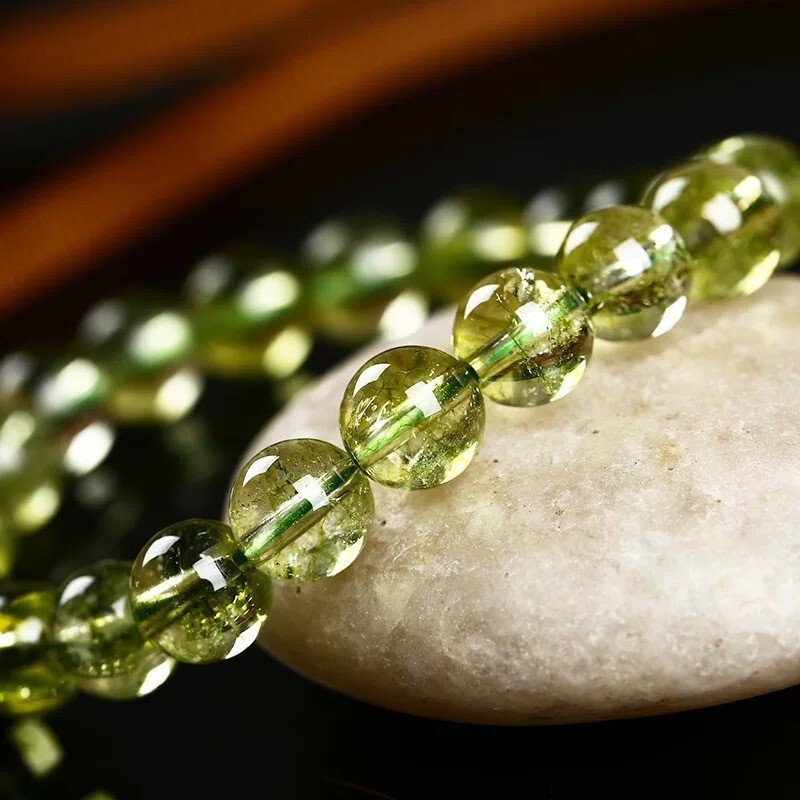 Handmade Natural Peridot Balance Bracelet Round 8MM Beads Healing Reiki Gift
