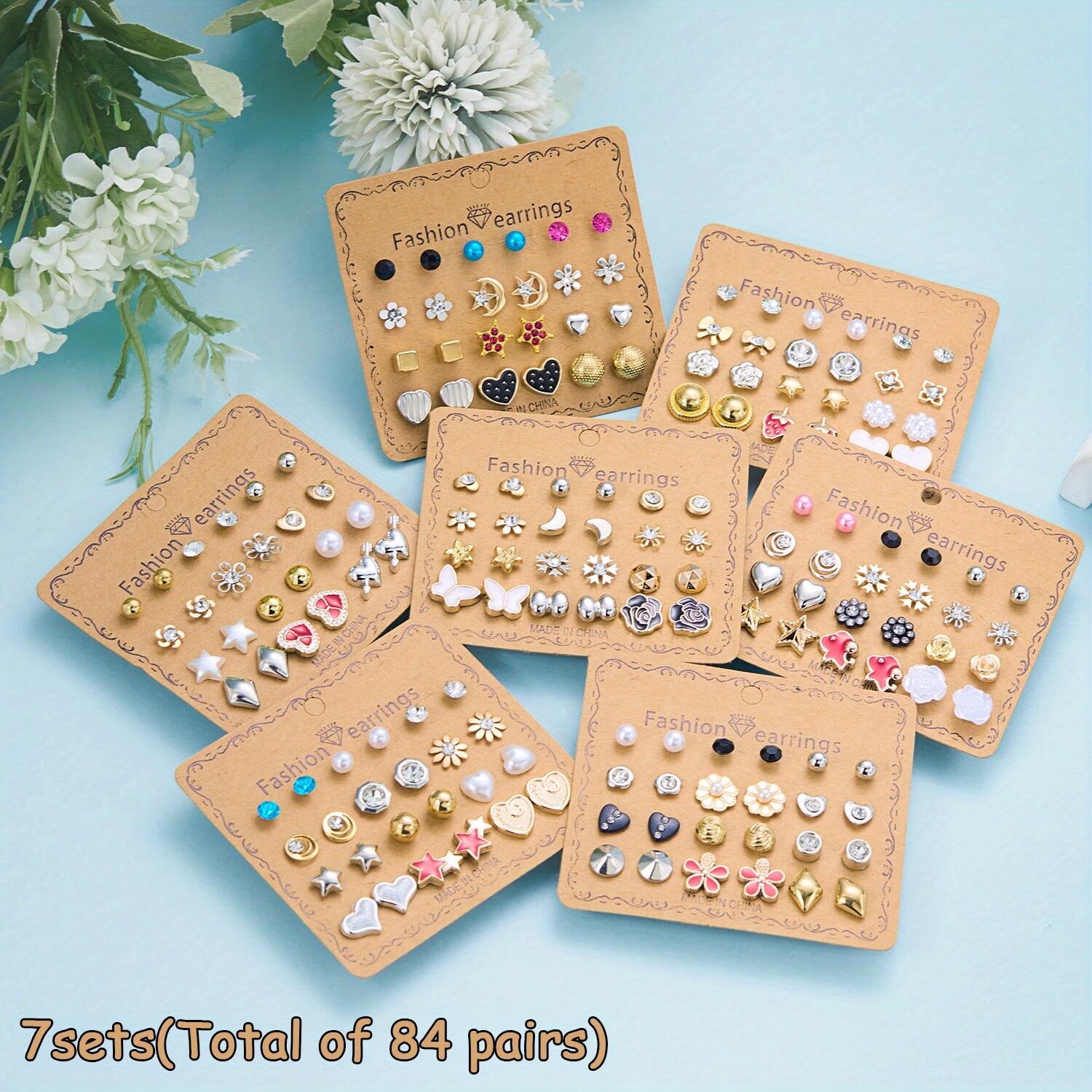 84 Pairs Fashion Alloy Stud Earrings Set for Women – Elegant and Lovely