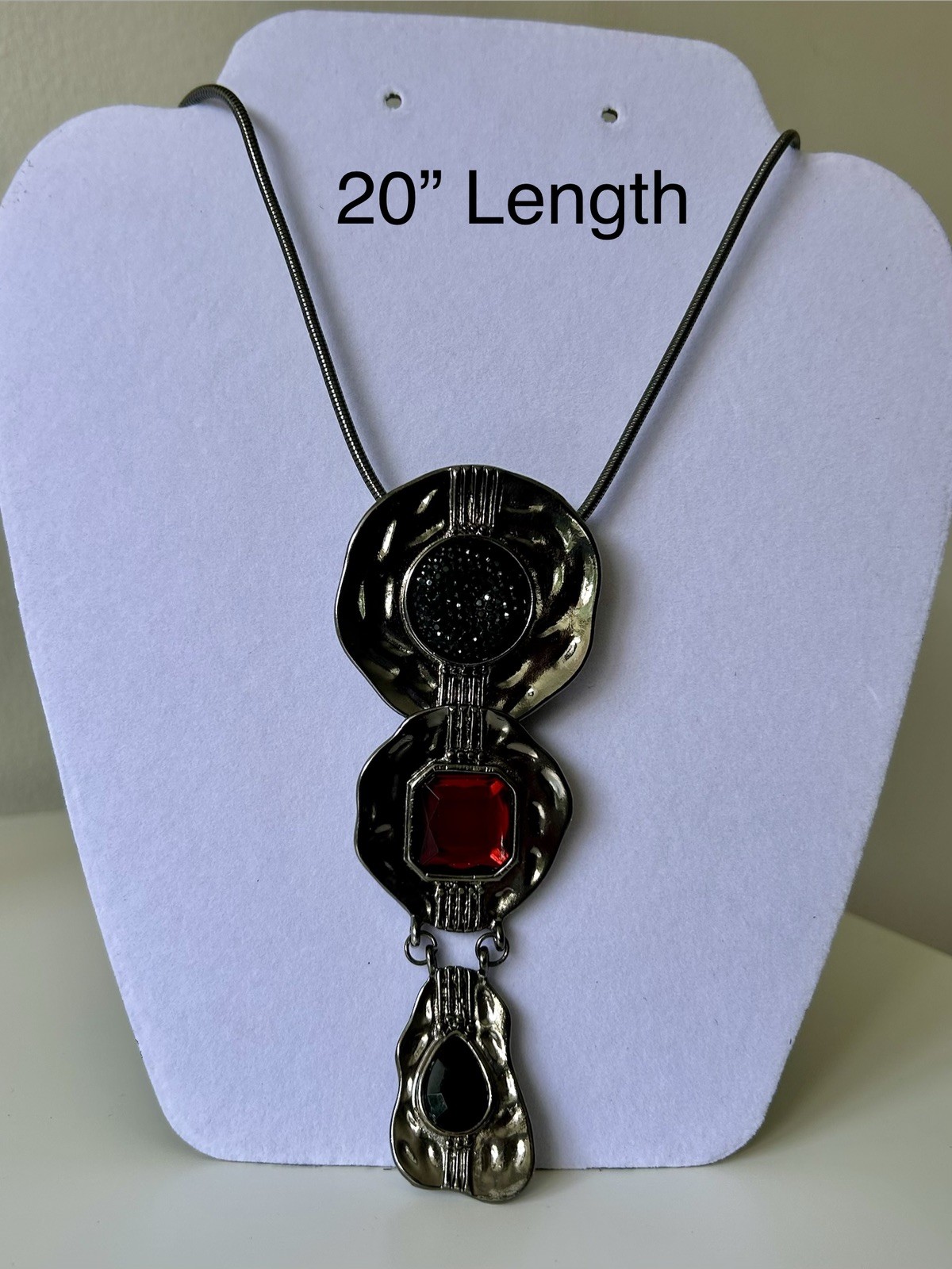 Lot of 6 Statement Costume Necklaces Red Black Gray Vintage Style.
