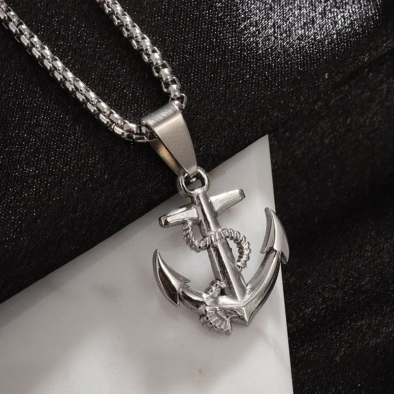 Stainless Steel Pirates of The Caribbean Anchor Sailor Anchor Necklace Pendant M