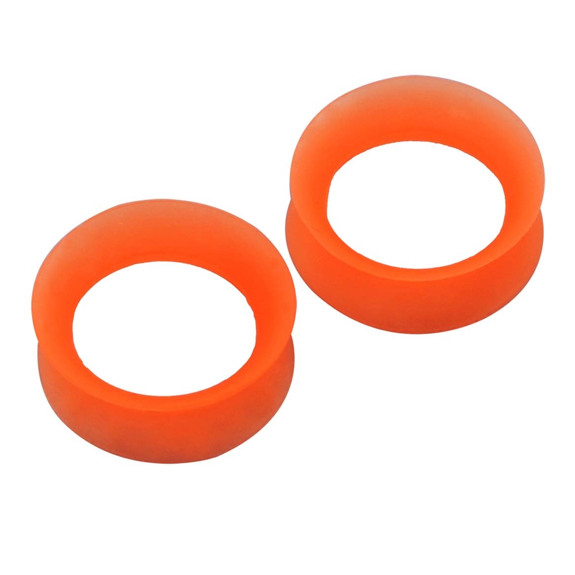 Pair Flexible Silicone Flesh Ear Tunnels Double Flat Flared Plugs Earlets Gauges