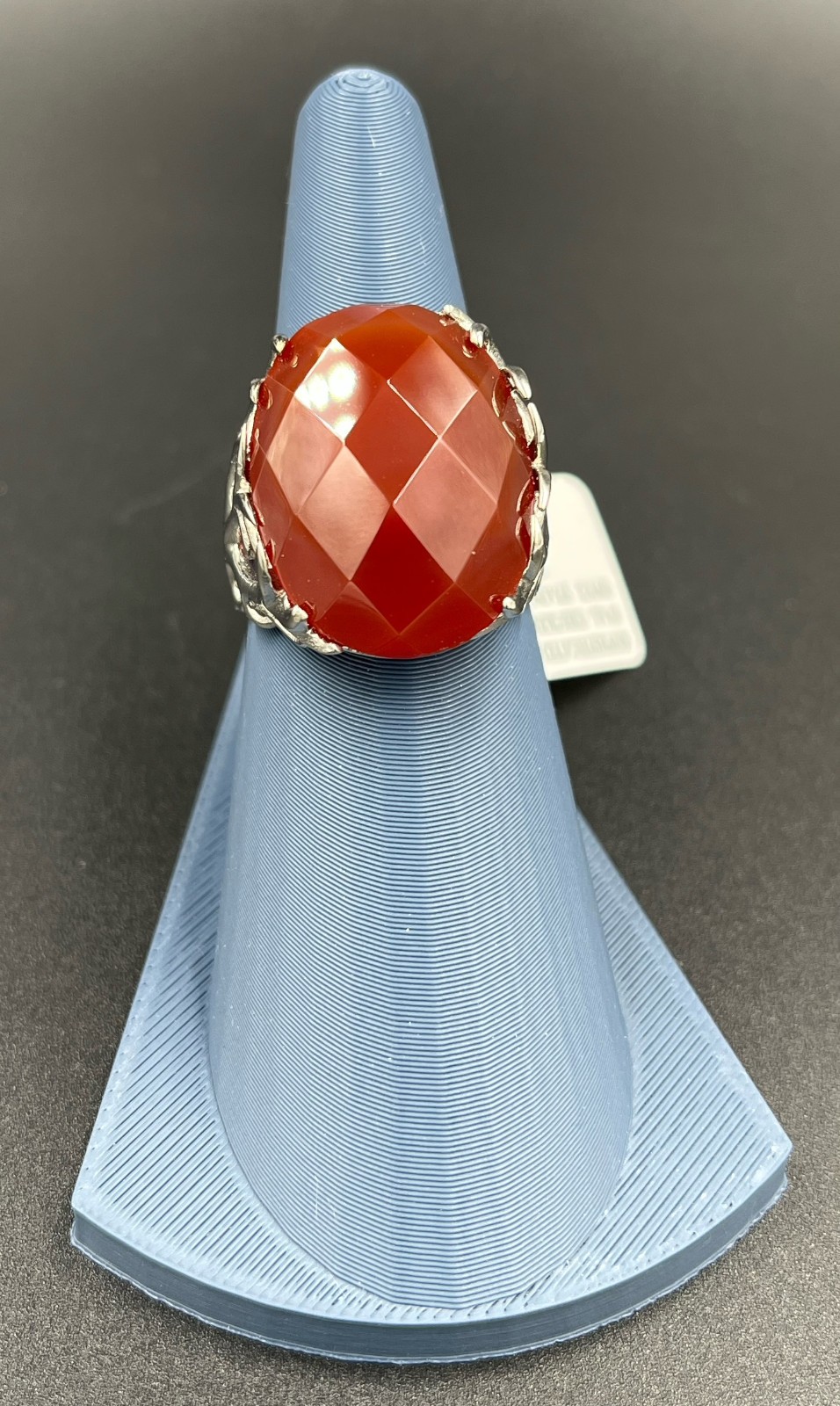 JTV Red Onyx Checkerboard Cut 925 Sterling Silver Ring Size 10 NEW SSL364-10