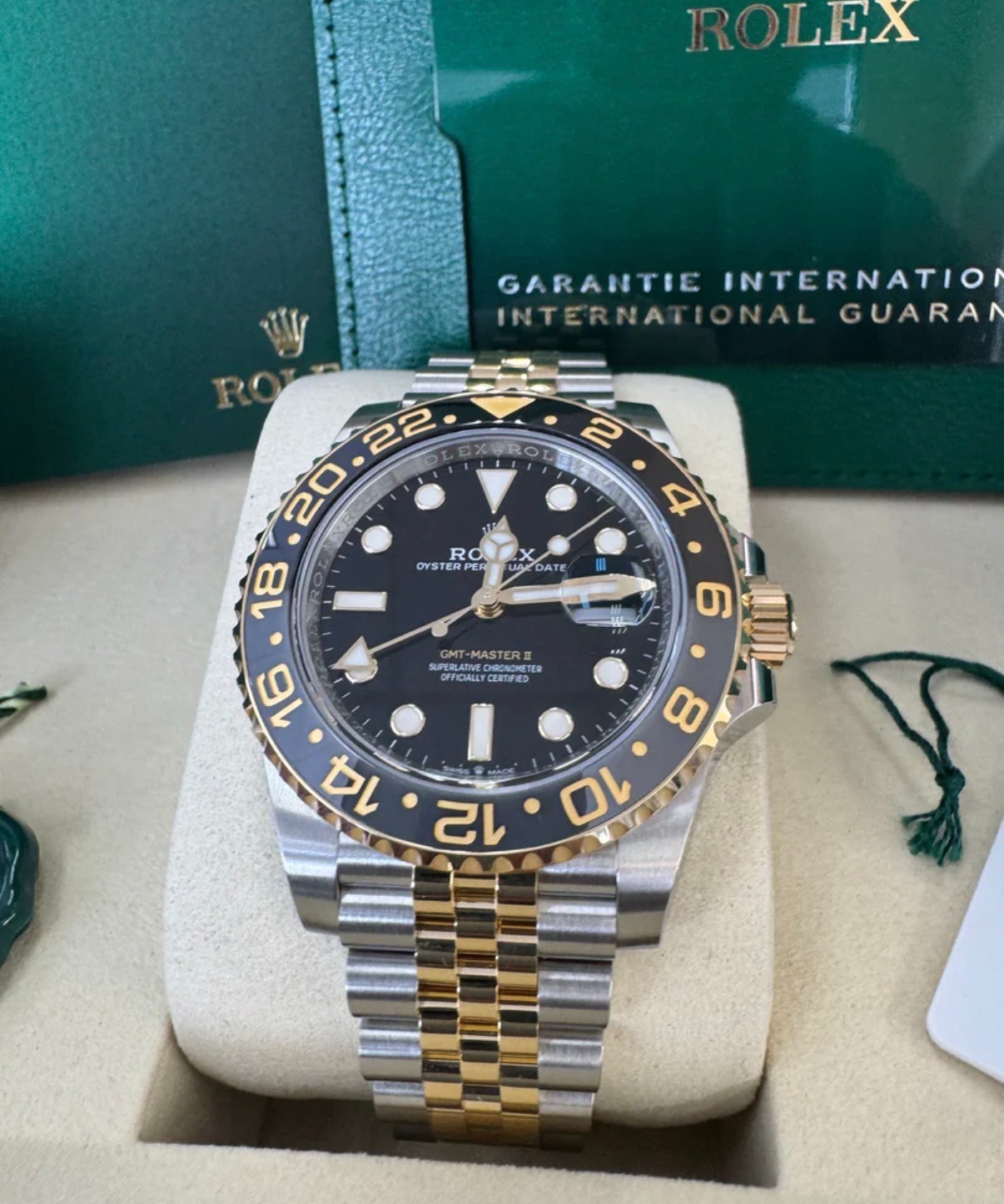 Rolex GMT-Master II 126713GRNR Gold and Silver Jubilee Bracelet with Black Bezel