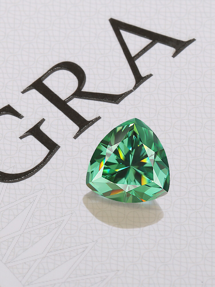 Loose Moissanite Diamond Trillion Brilliant Cut Aqua Blue with GRA Certificate