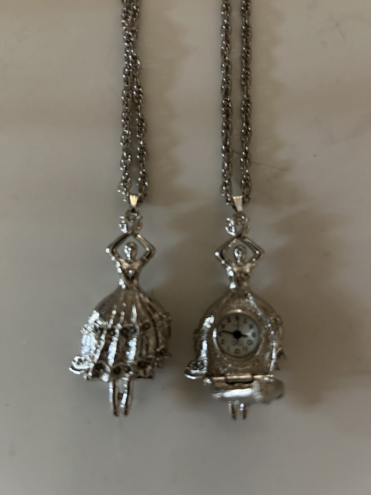 New Dancer/ballerina Marcasite Necklace Watch-FREE Shipping In USA