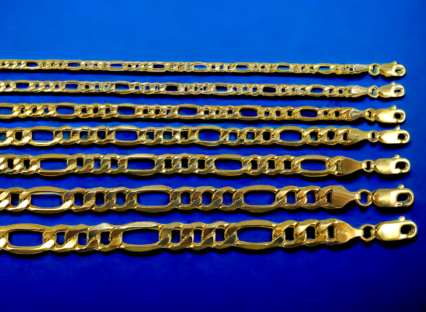 10K Yellow Gold 2mm-8mm Figaro Chain Necklace All Sizes Real Gold Men Women