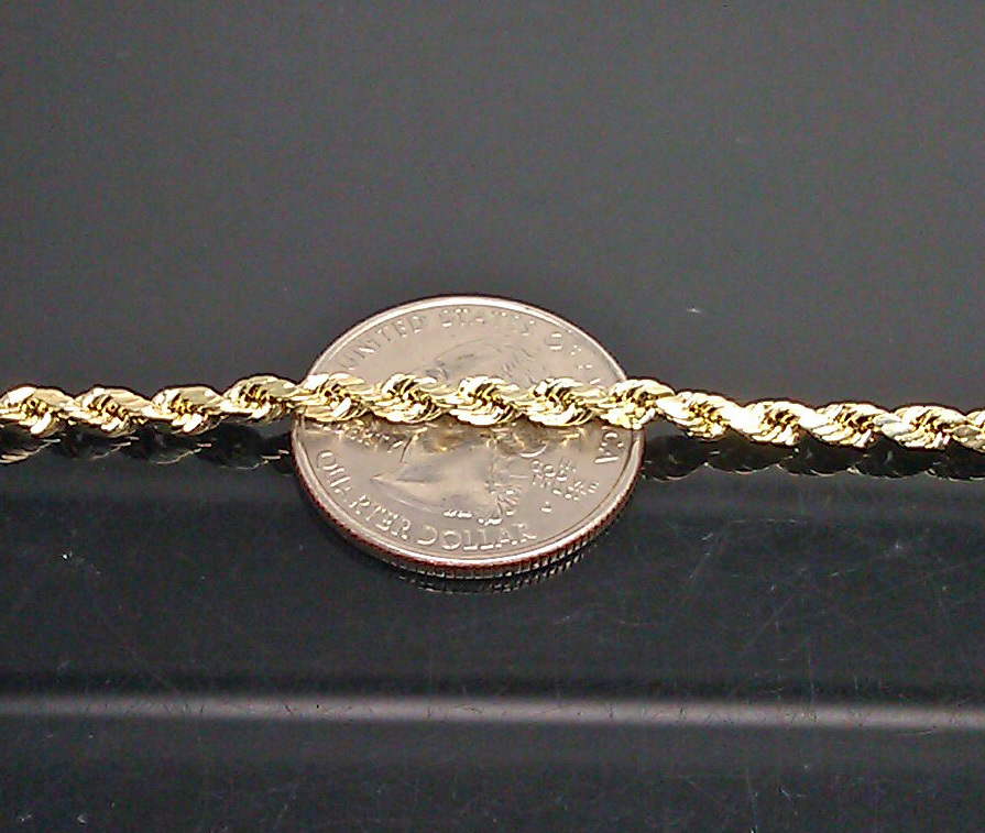 Real 10k Yellow Gold Rope Chain Diamond Cut 16″ 18″ 20″ 22″ 24″ 26″ 28″ Inch