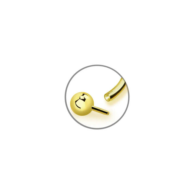 14K Gold 16G Horseshoe Septum Nose Hoop Ring Circular Barbell Threadless Push In