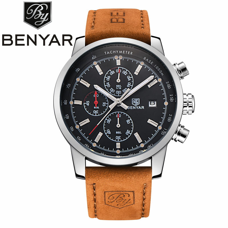 BENYAR Men’s Watch Chronograph Japan Quartz Watches Male Waterproof Wristwatch