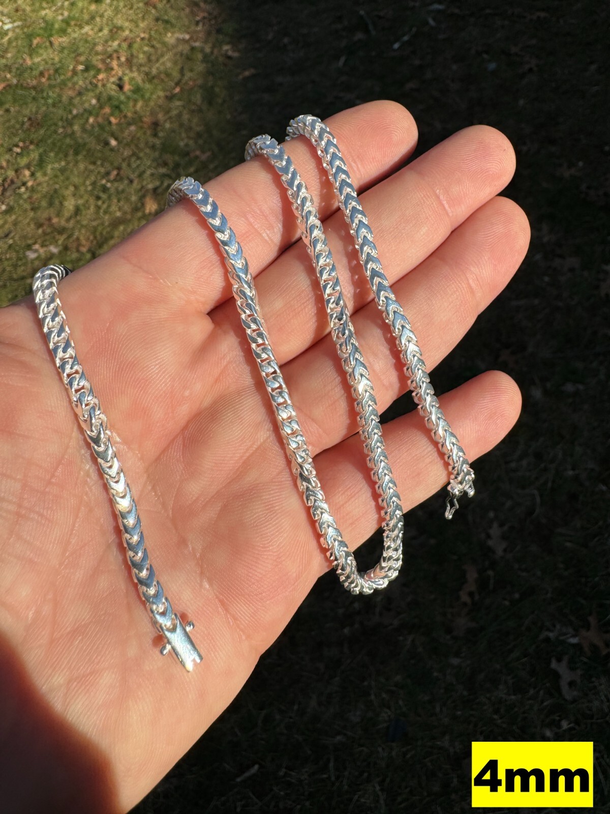 Handmade Franco Chain Necklace Real 925 Silver Box Clasp 4mm-10mm Thick Mens