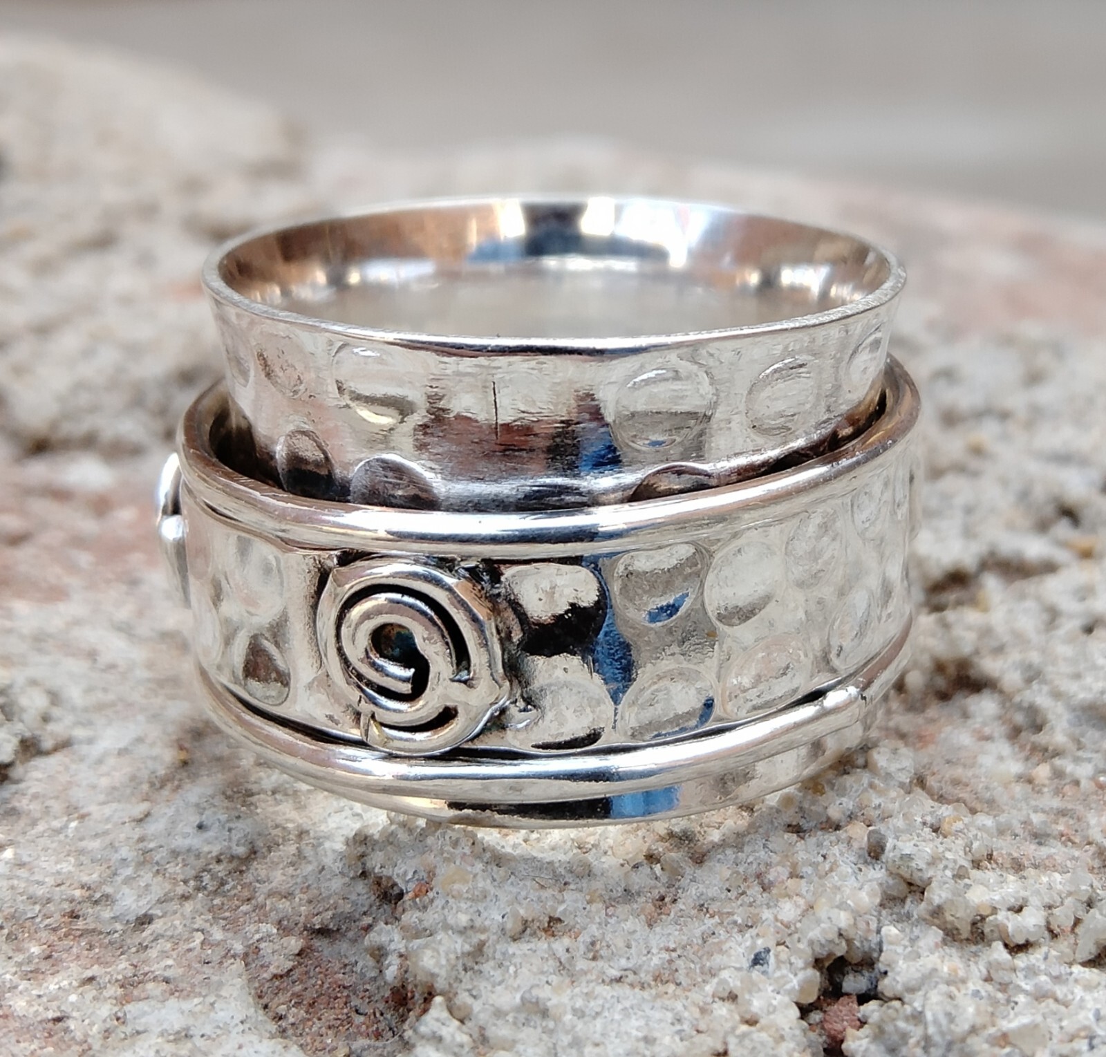 Solid 925 Sterling Silver Wide Band& Spinner Ring Handmade Ring All Size-U-55
