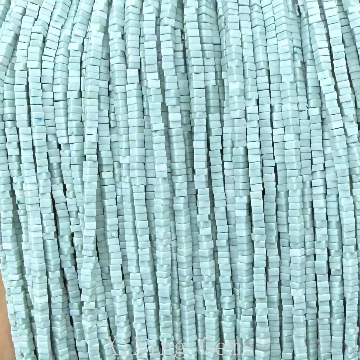 1x2mm Synthetic Light Blue Turquoise Flat Square Spacer Beads for Jewelry Making