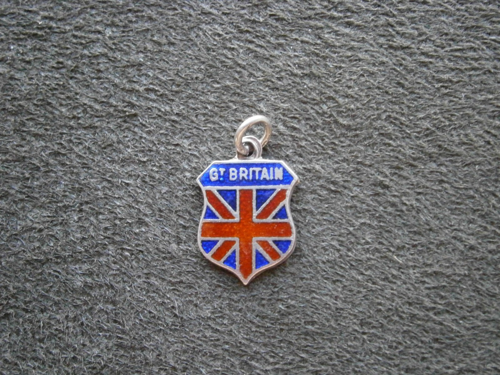 Great Britain Flag Vtg AS Sterling Silver Enamel Travel Bracelet Charm Pendant