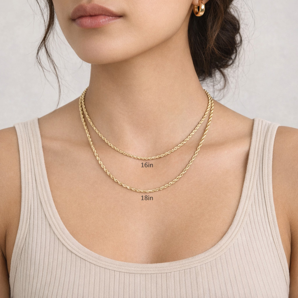 10k Real Gold Rope Chain 2mm 2.5mm 3mm 4mm 5mm 6mm 7mm 8mm 18-30 Inch Men Women