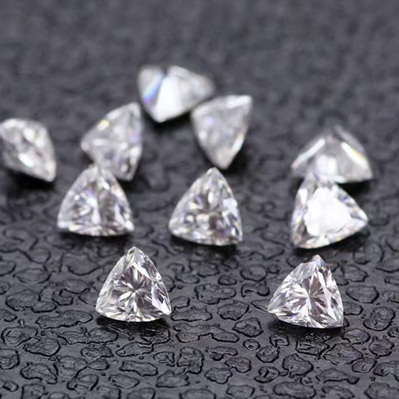Loose Moissanite Diamond Trillion Brilliant Cut Aqua Blue with GRA Certificate